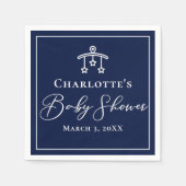 Chic Midnight Blue Baby shower Gepersonaliseerde P Servet (Voorkant)