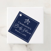 Chic Midnight Blue Stars Mobiel Baby shower Bedankjes Labels (In situ)