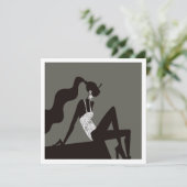 Chic midnight Summer PoolParty FashionIllustratie Kaart (Staand voorkant)