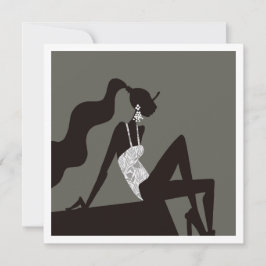 Chic midnight Summer PoolParty FashionIllustratie Kaart