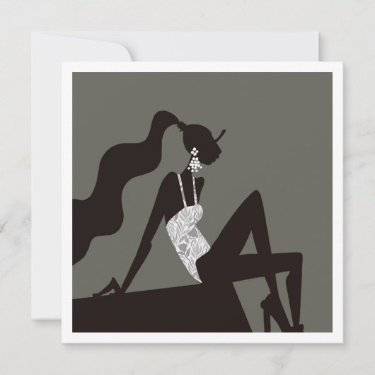 Chic midnight Summer PoolParty FashionIllustratie Kaart (Voorkant)