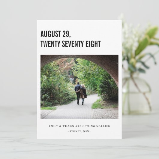 CHIC MINIMAAL BOLD CUSTOM FOTO BESPAAR DE DATUM KA BEDANKKAART (Staand voorkant)