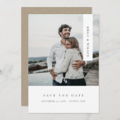 CHIC MINIMAAL CLEAN AANGEPASTE FOTO BESPAAR DE DAT BEDANKKAART (Voorkant / Achterkant)