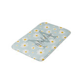 Chic Minimaal Madeliefje Turquoise Schreef Monogra Badmat (Gekanteld)