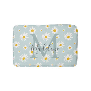 Chic Minimaal Madeliefje Turquoise Schreef Monogra Badmat