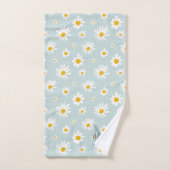 Chic Minimaal Madeliefje Turquoise Script Monogram Bad Handdoek (Handdoek)