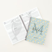 Chic Minimaal Madeliefje Turquoise Script Monogram Notitieboek (Binnen)