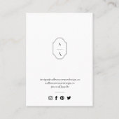 Chic Minimal Black Custom Monogram Earring Display Visitekaartje (Achterkant)