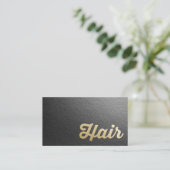 Chic Minimal Black Gold Embossed Text Hair Stylist Afsprakenkaartje (Staand voorkant)