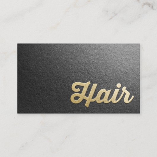 Chic Minimal Black Gold Embossed Text Hair Stylist Afsprakenkaartje (Voorkant)