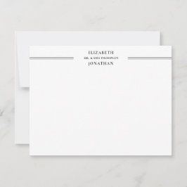 Chic Minimal Black Grey Line Couple Notitiekaartje