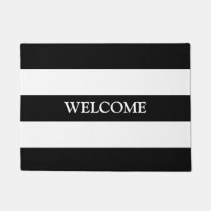 Chic Minimal Black White Lines Stripes Custom    Deurmat