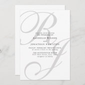 Chic Minimal Black White Monogram Wedding Kaart (Voorkant / Achterkant)