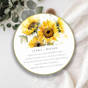 Chic Minimal Boho Waterverf Zonnebloem Verloving Kaart