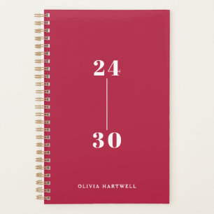 Chic Minimal Brick Red Typografie Wekelijks Maande Planner