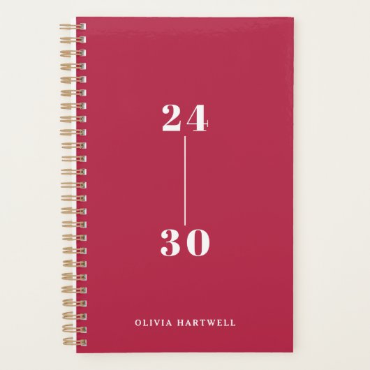 Chic Minimal Brick Red Typografie Wekelijks Maande Planner (Voorkant)