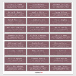 Chic Minimal Burgundy Wedding Guest Adresetiketten Sticker