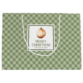 Chic Minimal Christmas Gift Bag Neutral Sage Tones Groot Cadeauzakje (Achterkant)