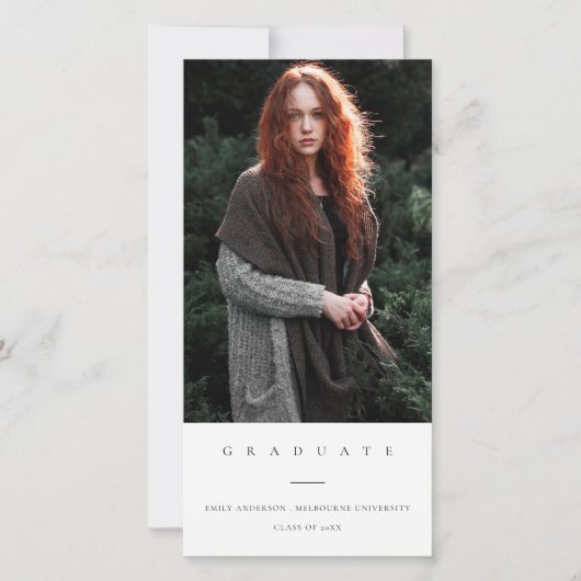 CHIC MINIMAL CLEAN FOTO AFSTUDEREN ANNOUNCTION BEDANKKAART (Voorkant)