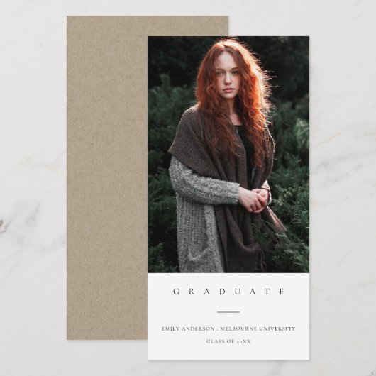 CHIC MINIMAL CLEAN FOTO AFSTUDEREN ANNOUNCTION BEDANKKAART (Voorkant / Achterkant)