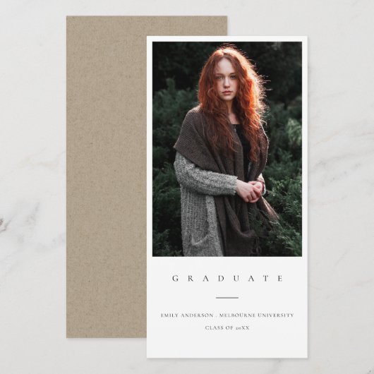 CHIC MINIMAL CLEAN FOTO AFSTUDEREN ANNOUNCTION BEDANKKAART (Voorkant / Achterkant)