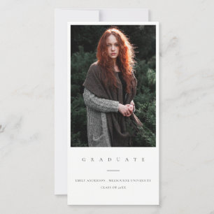 CHIC MINIMAL CLEAN FOTO AFSTUDEREN ANNOUNCTION BEDANKKAART