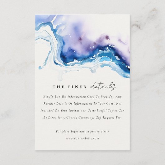 Chic Minimal Coastal Sea Beach Wedding Details Informatiekaartje (Voorkant)