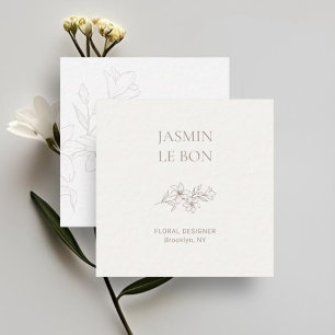 Chic Minimal Floral Ivoor Square Visitekaartje