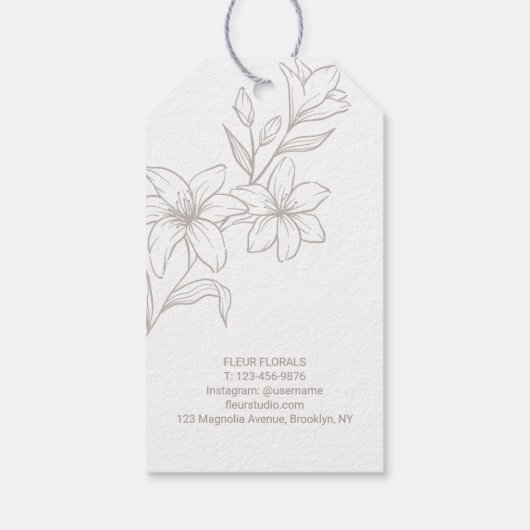 Chic Minimal Floral Prijs Labels Cadeaulabel (Achterkant)