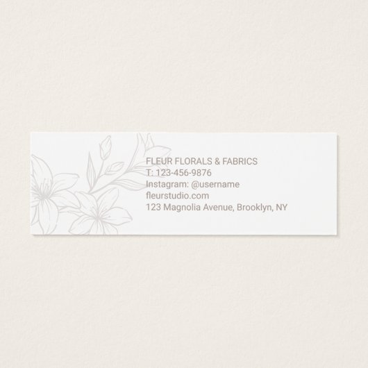 Chic Minimal Floral Prijs Labels Mini Visitekaartjes (Achterkant)
