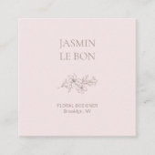 Chic Minimal Floral Roze Vierkant Visitekaartje (Voorkant)