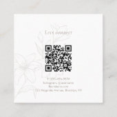 Chic Minimal Floral Square QR Zakelijk Vierkante Visitekaartje (Achterkant)