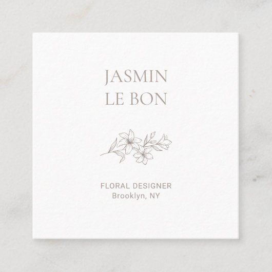 Chic Minimal Floral Square Visitekaartje (Voorkant)