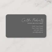 Chic Minimal Floral White Grey Handwrital Visitekaartje (Achterkant)