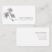 Chic Minimal Floral Zwart Wit Visitekaartje (Voorkant / Achterkant)