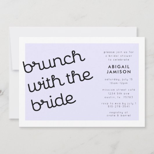 Chic Minimal Lavender Mod Script Bridal Brunch Kaart (Voorkant)