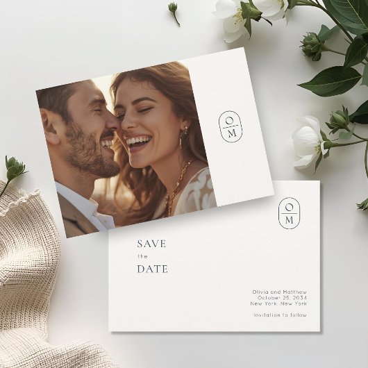  Chic Minimal Modern Photo Monogram Wedding  Save The Date