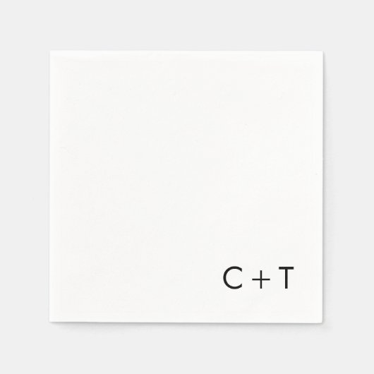 Chic Minimal Modern Plus Sign Monogram Huwelijk Servet (Voorkant)