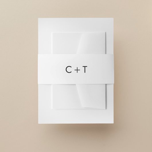 Chic Minimal Modern Plus Sign Monogram Huwelijk Uitnodigingen Wikkel
