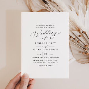 Chic Minimal Modern Script Wedding Uitnodiging