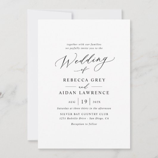 Chic Minimal Modern Script Wedding Uitnodiging (Voorkant)