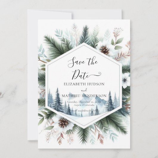 Chic Minimal Mountain Wedding Save The Date (Voorkant)
