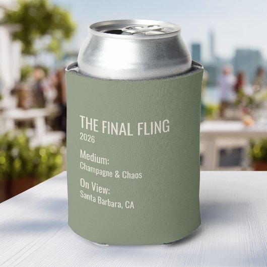 Chic Minimal Museum Label Bachelorette Party Favor Blikjeskoeler