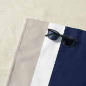 Chic Minimal Navy Blauw Grijs Witte Strepen Monogr Strandlaken (In situ)