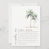 Chic Minimal Palm Trees Tropical repetitie diner Kaart (Voorkant)