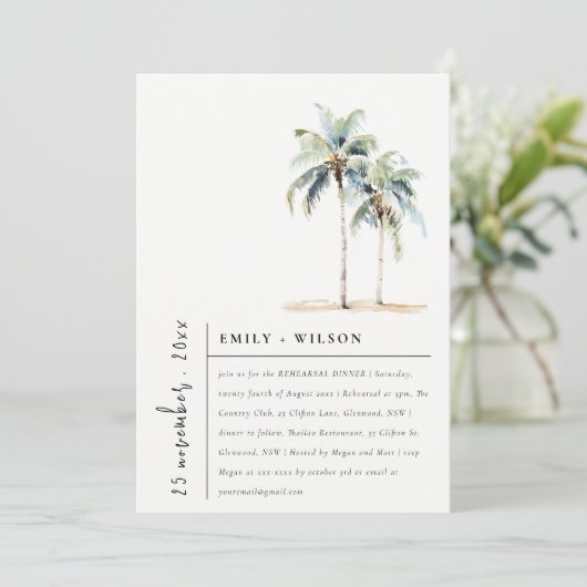 Chic Minimal Palm Trees Tropical repetitie diner Kaart (Staand voorkant)