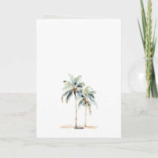 Chic Minimal Palm Trees Tropical Wedding Foto Bedankkaart (Achterkant)