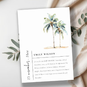 Chic Minimal Palm Trees Tropisch Baby shower Kaart