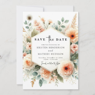 Chic Minimal Peach Wedding Save The Date