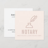 CHIC MINIMAL PINK BLUSH FEATHER NIB INKPOT NOTARY KAART (Voorkant / Achterkant)